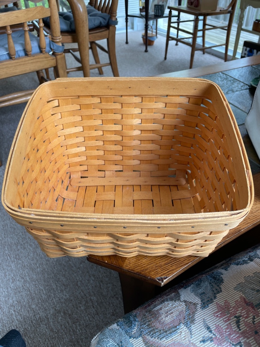 Longaberger Natural Brown Handwoven Basket. Worn spots as u can see in pictures.